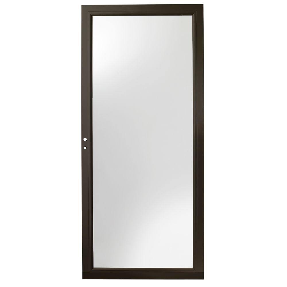 36 in. x 80 in. Bronze Left-Hand Fullview Aluminum Storm Door Z1750