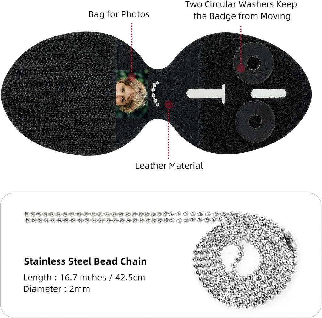 Black Cowhide Badge Holder with Belt Clip T425