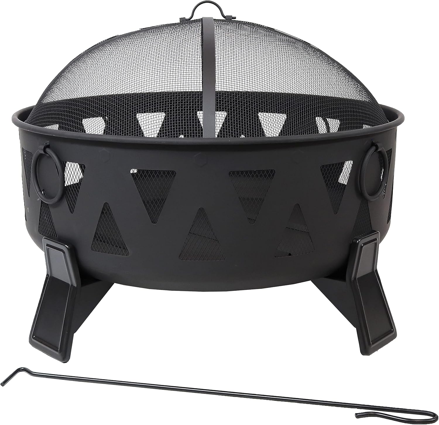 25-Inch Steel Wood-Burning Fire Pit with Poker and Spark Screen S116731