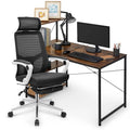 Black Computer Desk and Chair Set with Bookshelf J24218