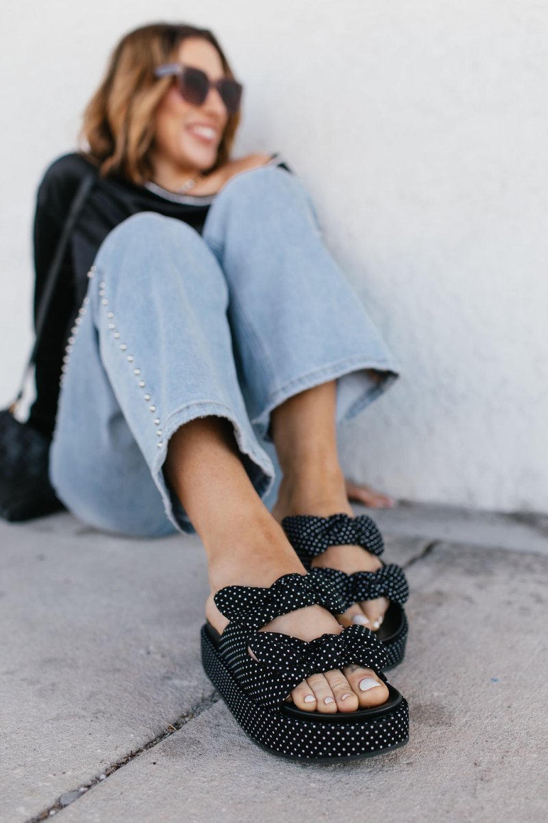 Corky's Black & White Polka Dot Lil Bit Knotty Sandals