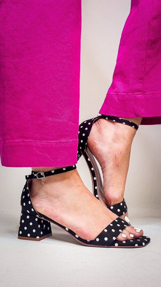 Corky's Black White Polka Dots Save The Date Heels