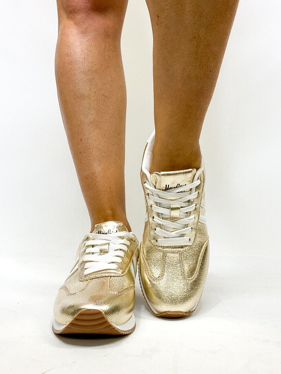 Corky's Gold Crinkle Metallic Kickoff Sneakers