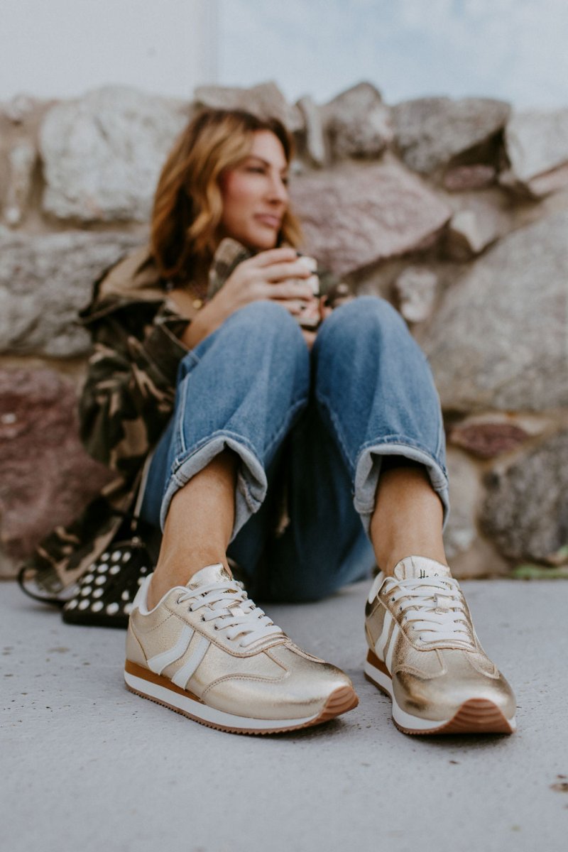 Corky's Gold Crinkle Metallic Kickoff Sneakers