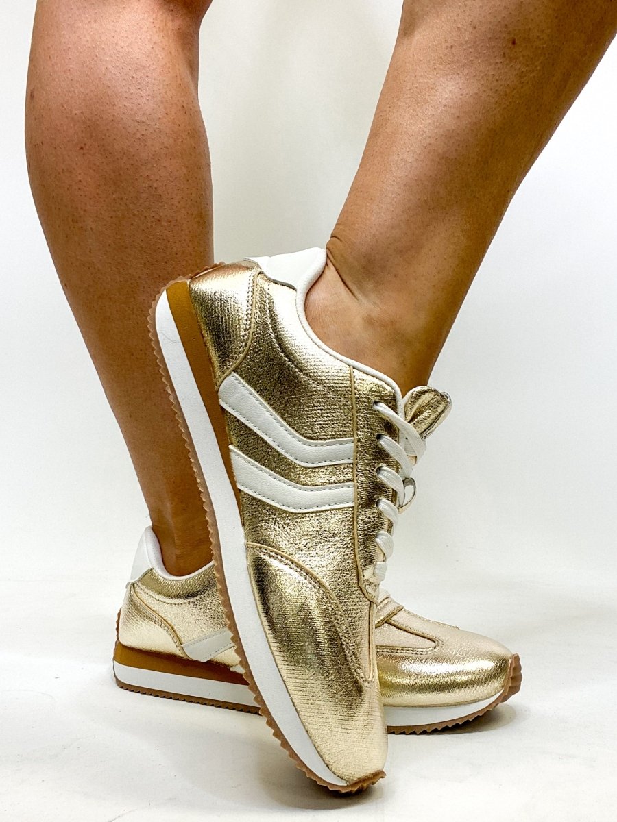 Corky's Gold Crinkle Metallic Kickoff Sneakers