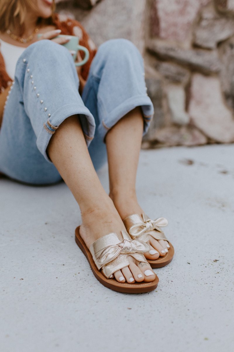 Corky's Gold Crinkle Metallic Too Cute Sandals