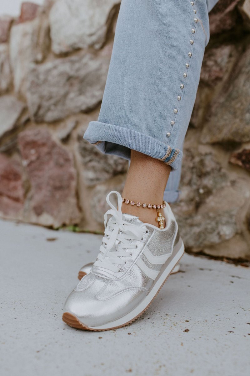 Corky's Silver Crinkle Metallic Kickoff Sneakers