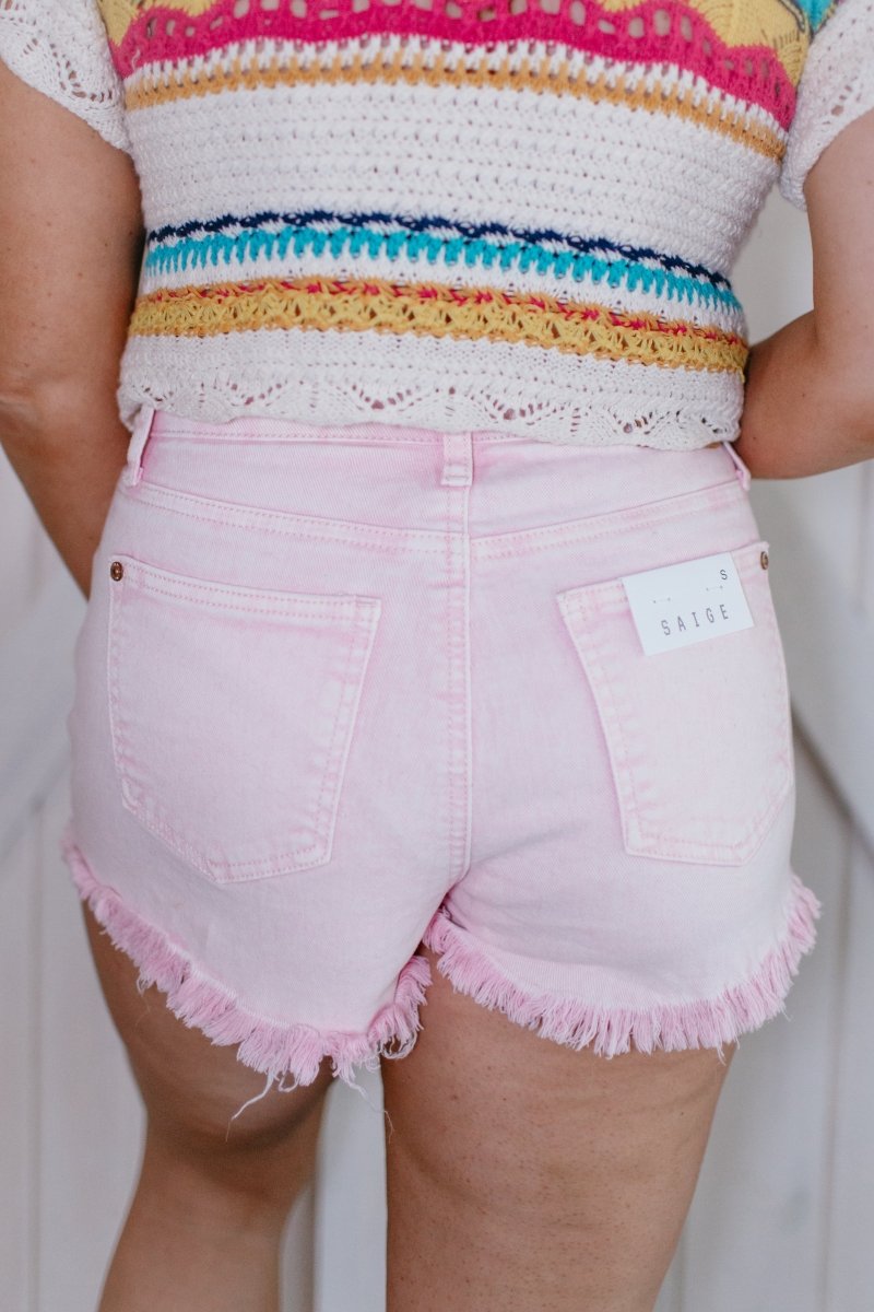 Fray Game Shorts in Pink - Reg/Curvy FINAL SALE