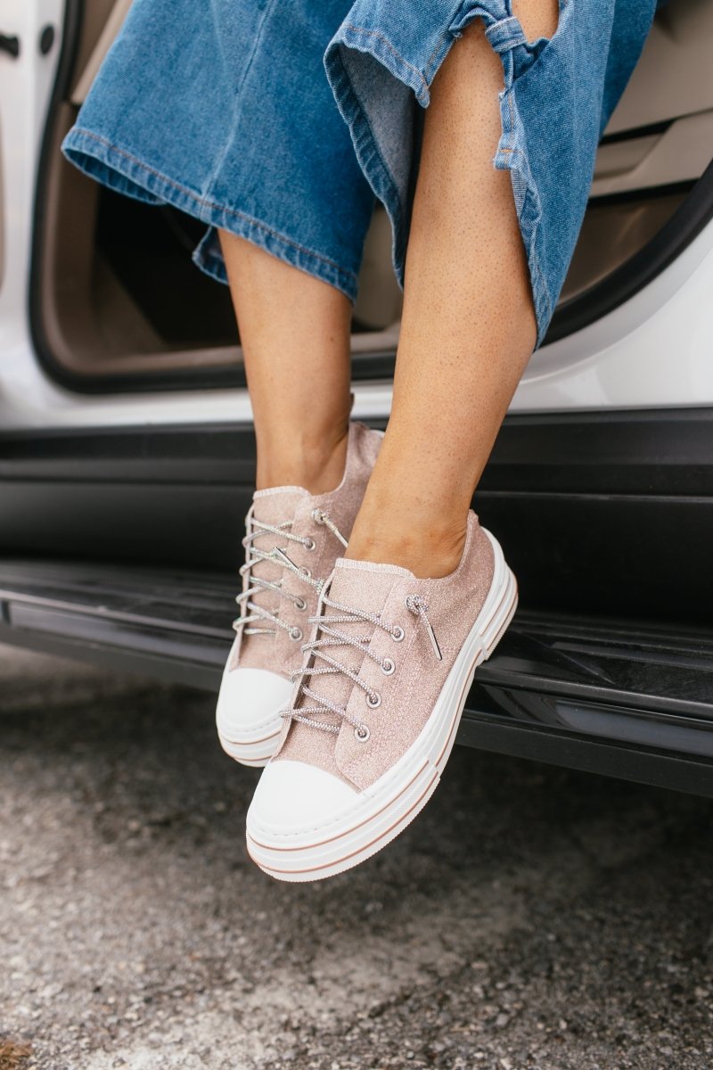 Very G Rose Gold Glitter Aman Sneakers