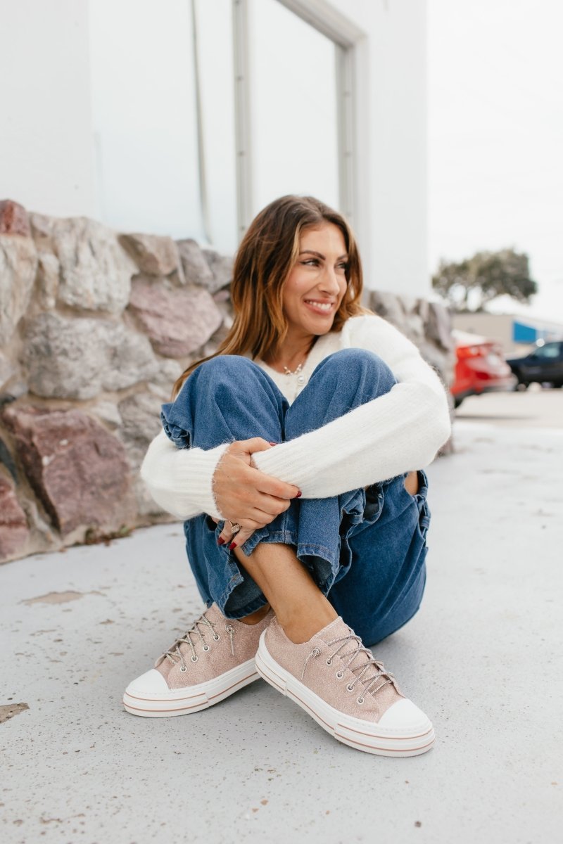 Very G Rose Gold Glitter Aman Sneakers